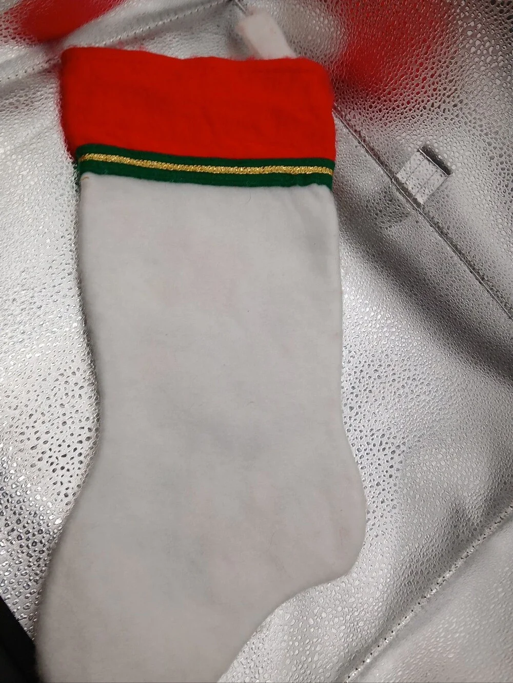 Vintage Morehead Inc Christmas Stocking With Puppy Wearing Santa Hat And Holly
